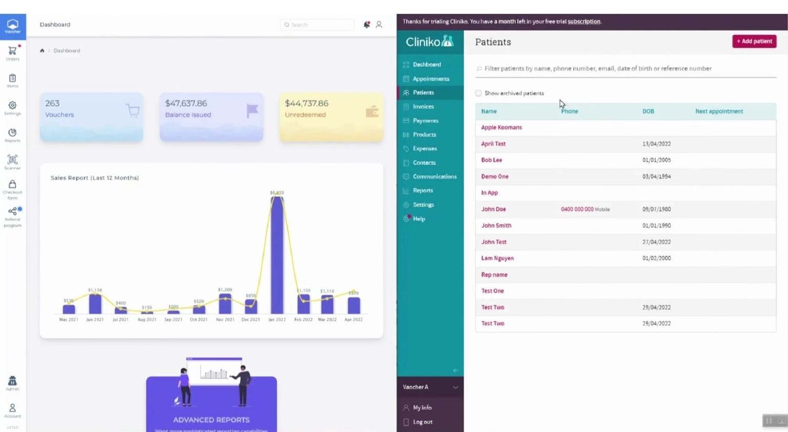 VaocherApp and Cliniko's smooth integration